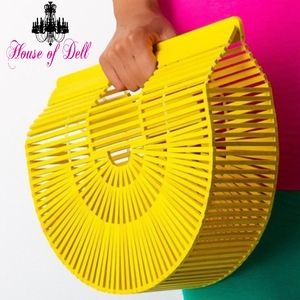 Yellow bamboo handbag